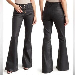 NEW AG Quinne $295 High Rise Flare Leg Faux Leather Pants, Size 25